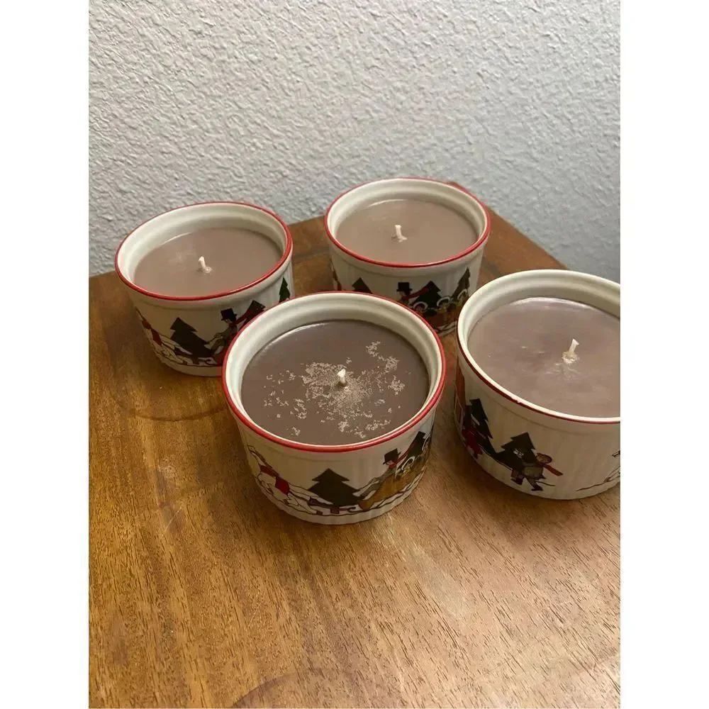 Set of 4 Soufflé Cup Gingerbread Candle - Picture 2 of 6